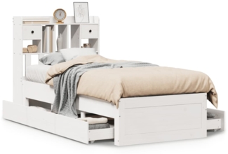 vidaXL Massivholzbett mit Regal ohne Matratze Weiß 90x190 cm Kiefer 3308982