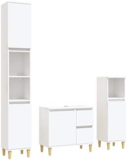 vidaXL 3-tlg. Badmöbel-Set Weiß Holzwerkstoff 3185535