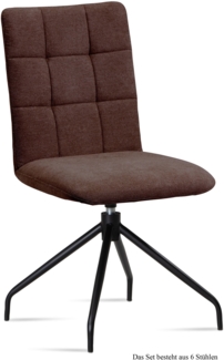 Esszimmerstuhl drehbar (6er-Set) Dolley 47x91x60 Schwarz/Braun