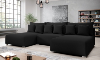 AX LIVING Ecksofa mit Schlaffunktion Ederra U 300 cm breit – dunkelgrau Stoff