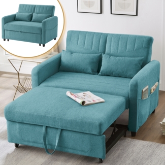 Sofabett 114x77x82,5 cm Antique Blue Green, ausziehbar mit 3-fach verstellbarer Rückenlehne