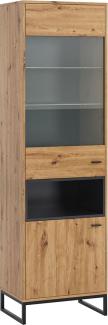 Vitrine Olier WIT60 OL09, ohne Beleuchtung, Farbe: Artisan Eiche / Artisan Eiche + Schwarz Matt