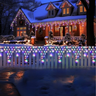 SERBASIC Lichterkette Weihnachten LED Lichterkettenvorhang, 8 Modi, 4/5M, Lichternetz mit Stecker für Inne&Außen Hochzeit Party