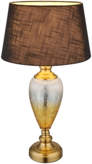 Tischleuchte, altmessing, Glas Textil, H 66 cm