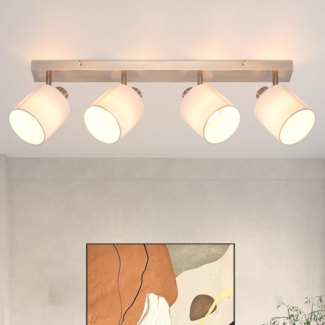 ZMH Deckenstrahler 4 Flammig Deckenlampe Wohnzimmer - Deckenspot Modern E14 Silber Schwenkbar 350 MAX. 25W kchenlampe Stoffschrim fr Schlafzimmer Kche Flur(ohne Leuchtmittel)