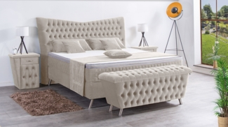 Meisterbetten Boxspringbett Juve 140x200 in VS-Creme, Matratzenbezug Optiflex, Ergoflex-Topper