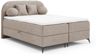 Boxspringbett Schlafzimmerbett GORGIA 160x200cm Stoff Jasmin Beige