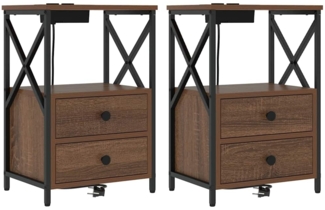 vidaXL Nachttisch 2 pcs Braun Eichen-Optik 40 x 31 x 60 cm 859569