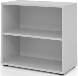 bümö Regal grau, Standregal aus Holz für 2 Ordnerhöhen - Bücherregal klein 80 cm breit, Aktenregal für Ordner & Bücher, kleines Büroregal, Holzregal, Ordnerregal, Buchregal Dachschräge, 928RE-5