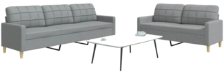 vidaXL 2-tlg. Sofagarnitur Hellgrau Stoff 3278319