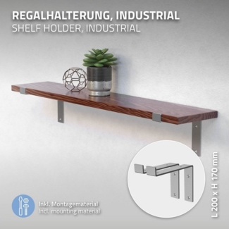 ML-DESIGN Wandregalhalter Regalhalterung L-Form aus Metall, Regalwinkel für Wandmontage, 2-tlg, Industrielle Wandregal Grau, Regalträger Regalhalterungen