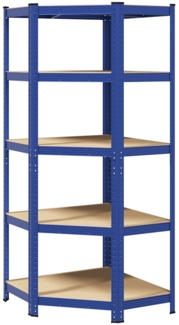 vidaXL Eckregal mit 5 Böden Blau Stahl & Holzwerkstoff 4016954