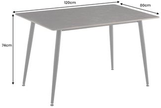 riess-ambiente Esstisch MILANO 120cm grau – Keramik, Metallgestell, Steinoptik (Einzelartikel, 1-St), moderner Küchentisch mit 4 Plätzen – ideal für Küche oder Essbereich