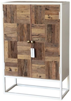 baario Highboard Highboard TRIBECA Altholz, schmal Metall recycelt Industrial Design weiß