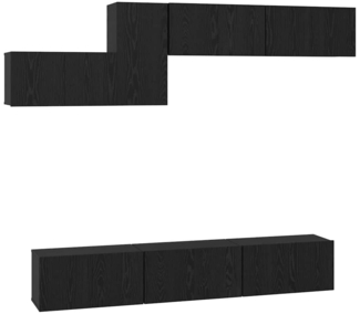 vidaXL TV-Schrank-Set 7 pcs Schwarz Eichen-Optik 60 x 30 x 30 cm 3393487
