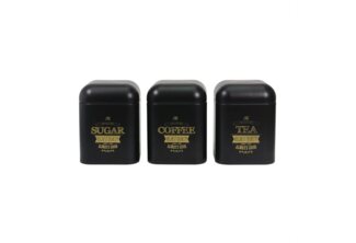 Neuetischkultur Vorratsdose Vorratsdosen 3er-Set eckig schwarz, Eisen, (Set, 3-tlg, 3 Vorratsdosen), Metall Kaffeedose Teedose Zuckerdose