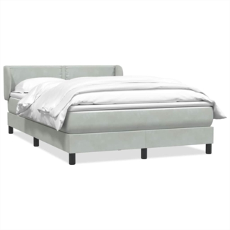 vidaXL Boxspringbett mit Matratze Hellgrau 140x220 cm Samt 3317481