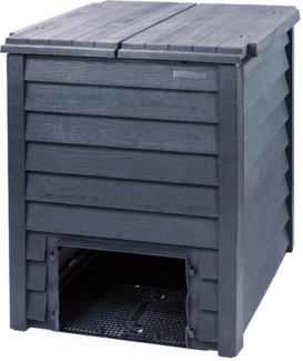 GARANTIA Thermokomposter THERMO-WOOD Komposter 600 L Kunststoff inkl Bodengitter anthrazit-brau, 600 l, aus Recyclingmaterial, Holzoptik, 600 l Fassungsvermögen