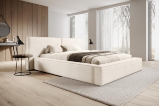 Compleo Polsterbett mit Bettkasten und Lattenrost, gepolstertes Kopfteil HEVE (Kostenlose Lieferung! TOP ANGEBOT), DesignerBett, Viele Varianten zur Auswahl–wählen Sie Größe und Farbe!