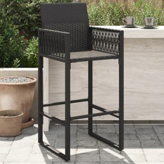 vidaXL Garten-Barhocker 2 Stk. Schwarz Poly Rattan 368702