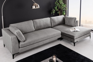 riess-ambiente Ecksofa SIGNUM 315cm grau · XXL-Eckcouch mit Samt-Bezug & Nosagfederung, Einzelartikel 1 Teile, Ottomane rechts · Big-Sofa · Metall-Füße · inkl. Kissen · Design