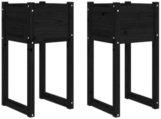vidaXL Pflanzkübel 2 Stk. Schwarz 40x40x81 cm Massivholz Kiefer 822131
