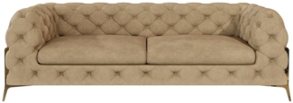 S-Style Möbel Chesterfield-Sofa 3 - Sitzer Ashley mit Goldenen Metall Füßen, mit Wellenfederung