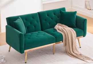 LVHOM Schlafsofa Klappsofa mit Bettfunktion + 2 passenden Kissen, 162(L)x80(B)x78(H) cm, platzsparend, verstellbare Rückenlehne (Schlaffunktion), Sitzfläche aus Samt/Fleece, Multifunktional & Luxus