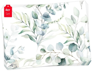 Tischsetmacher Platzset Tischsets I Platzsets - Eukalyptus Wasserfarbe - aus Premium Vinyl, (4-St), - 4 Stück - 44 x 32 cm - rutschfeste Tischdekoration