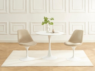 Vente-unique - Stuhl - Strukturstoff & Stahl - Beige & Weiß - XAFY
