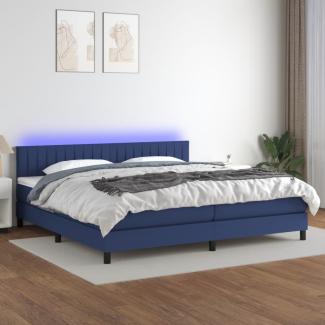 Boxspringbett mit Matratze & LED Stoff Blau 200 x 200 cm, Härtegrad: H2 [3133347]