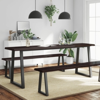 vidaXL Tischplatte 220x60x(2-6) cm Massivholz Behandelt Baumkante 364057