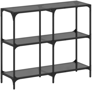 vidaXL Konsolentisch mit Glasplatte Schwarz 98x30x81 cm Stahl 846029