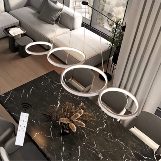 ZMH LED Pendelleuchte Esstisch Hängelampe: 88CM Weiß Hängend Lampe Modern 4 Ring Hängeleuchte Design Esszimmerlampe Dimmbar Esstischlampe mit Fernbedienung Pendellampe für Wohnzimmer Schlafzimmer