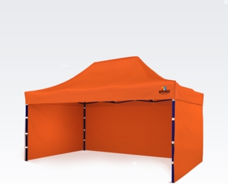 Faltpavillon wasserdicht 3x4,5m - mit 3 Wänden - Orange