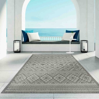 TaraCarpet Teppich Regina Teppich aus robustem Flachgewebe für In und Outdoor, rund, Höhe: 7 mm, Küche Wohnzimmer Terrasse Garten Balkon Indio grün 120X120