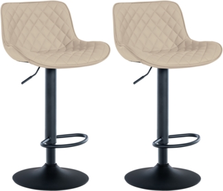 CLP 2er Set Barhocker Minosa 360 drehbar mit Fußstütze,creme Kunstleder