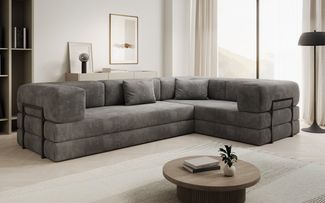 Luxusbetten24 Sofa Designer Sofa Lazy L closed, in Cord - Ottomane bei Montage frei wählbar