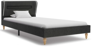 vidaXL Bett mit LED und Matratze Dunkelgrau Sackleinen 90x200 cm