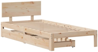 vidaXL Massivholzbett mit Schubladen 90x200 cm Kiefer 3301978