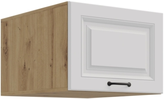 Aufsatzschrank Hochschrank 50 cm STILO Weiss + Eiche Artisan Küchenzeile Küchenblock Küche Landhaus