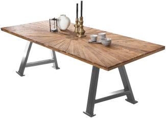 Tisch Tables & Co. Recyceltes Teak und Metall 240 x 100 x 78 cm Natur und Silber