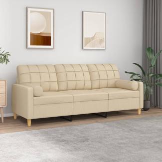 vidaXL 3-Sitzer-Sofa mit Zierkissen Creme 180 cm Stoff 3200792