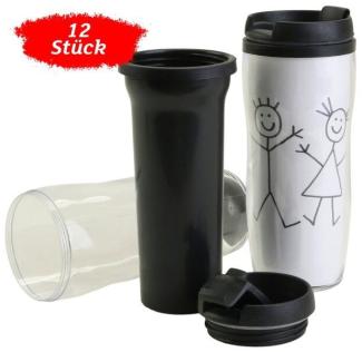 Thermobecher mit Deckel, 7 x 17,5 cm, 12 Stück