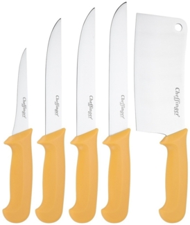 5-teiliges BBQ Messer-Set aus hochwertigem Edelstahl - Ergonomisch & langlebig Gelb