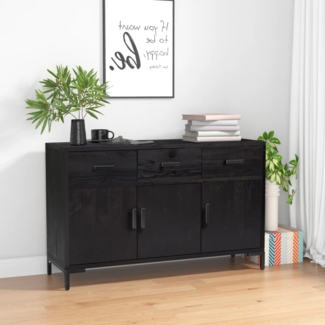 vidaXL Sideboard Schwarz 110 x 35 x 70 cm Massivholz Kiefer Recycelt [349920]