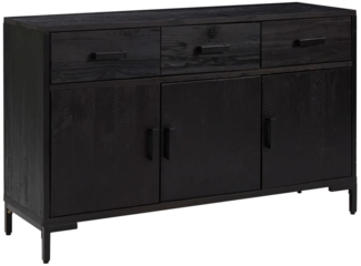 vidaXL Sideboard Schwarz 110 x 35 x 70 cm Massivholz Kiefer Recycelt [349920]