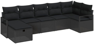 vidaXL Garten-Sofa-Set 7 pcs Schwarz 287 x 122 x 85 cm Poly Rattan 3359202