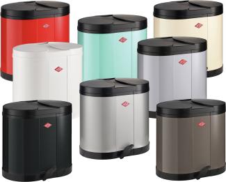Wesco 'Ökosammler 170' Abfalleimer mit Fußtritt und 2-fach Trennung, 30 (2x15) Liter, Stahlblech, Warm Grey