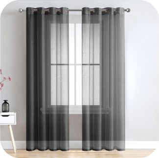 BYSURE Gardine, Ösen (2 St), transparent, Voile, Vorhang in Leinenoptik